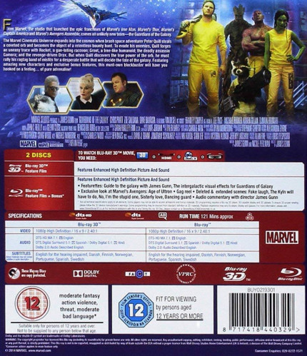 MARVEL STUDIOS GUARDIANS OF THE GALAXY 3D Le Cinema Paradiso Blu Ray